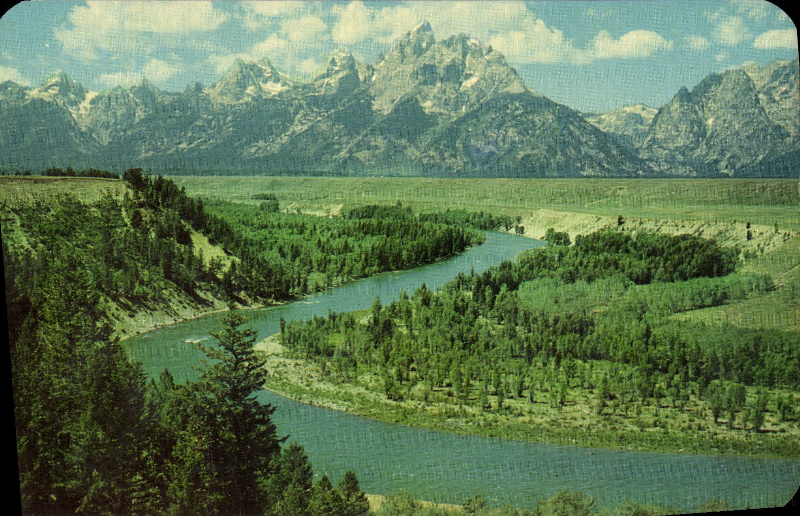 CPM Grand Teton and Range From The Snake River And The New Highway East Of The River In Grand Teton National Park
