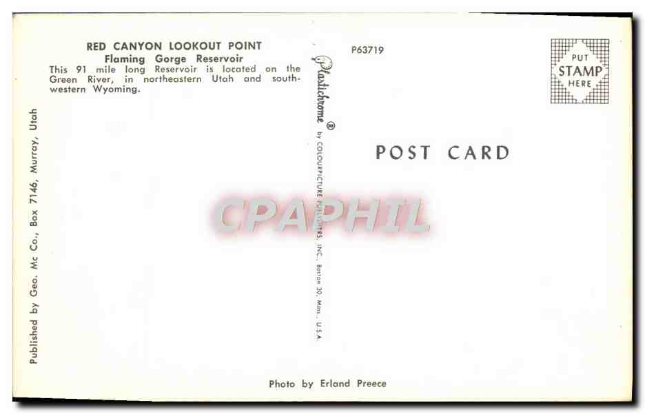 CPM Red Canyon Lookout Point Flaming Gorge Reservoir — Rückseite