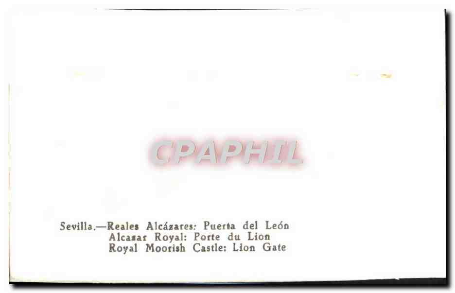 CPM Sevilla Reales Alcazares Pureta Del Leon  — Verso