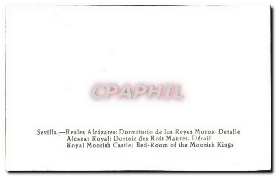CPM Sevilla Reales Alcazares Dormitorio De Los Reyes Moros Detalle — Verso