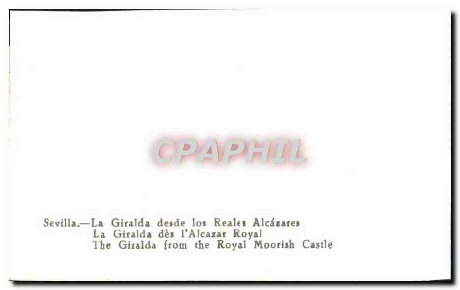 CPM Sevilla La Giralda Desde Los Reales Alcazares La Giralda Des l'Alcazar Royal — Verso