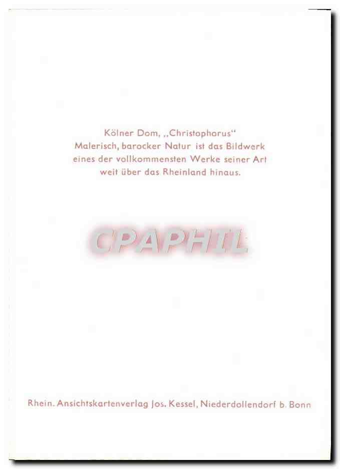 CPM Kolner Dom christophorus Malerisch Barocker Natur Ist Das Bildwerk Eines Der Vollkommensten — Rückseite