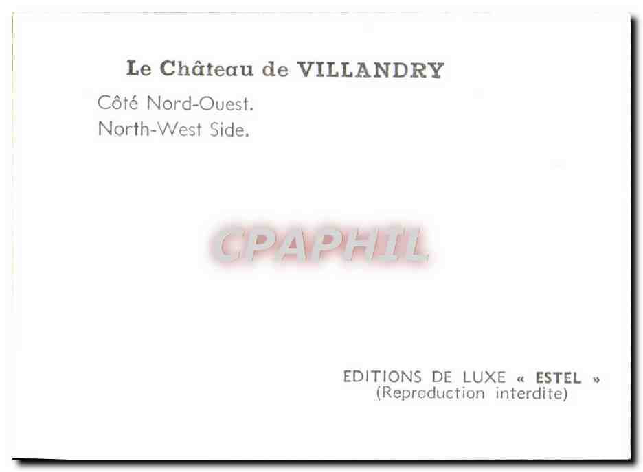 CPM Le Chateau De Villandry Cote Nord Ouest  — Rückseite