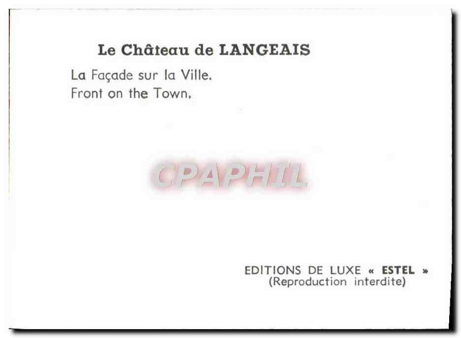 CPM Le Chateau De Langeais La Facade sur la VIlle — Rückseite
