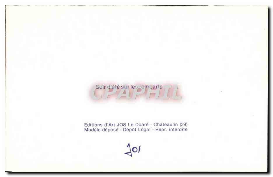 Aussicht der Stadt — Sommerabend an den Mauern — Editions d'Art JOS Le Doaré, Châteaulin (29) — Rückseite