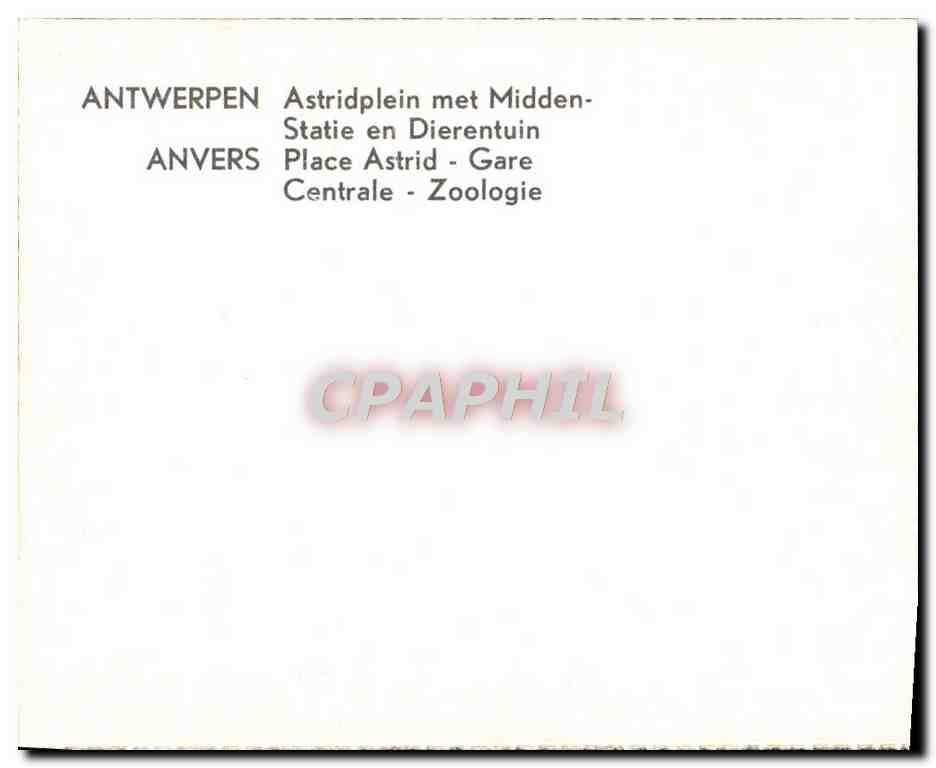 Antwerpen - Place Astrid - Gare Centrale - Zoologique — Verso
