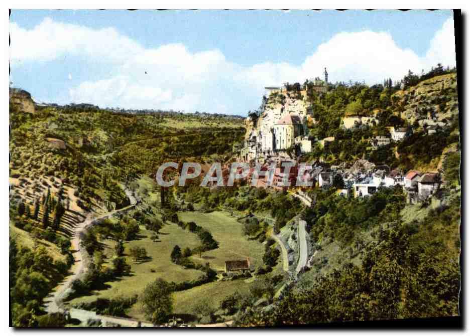 Rocamadour — Vue générale, les lacets de la Route de Cahors — CPAPHIL 1555