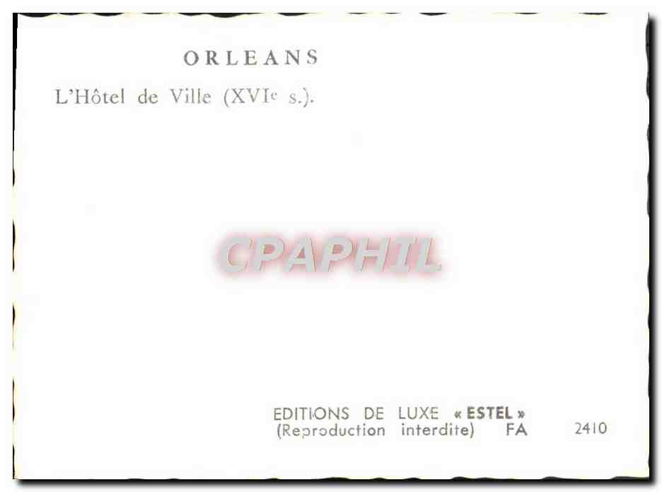 CPM Orleans L'Hotel de Ville — Rückseite