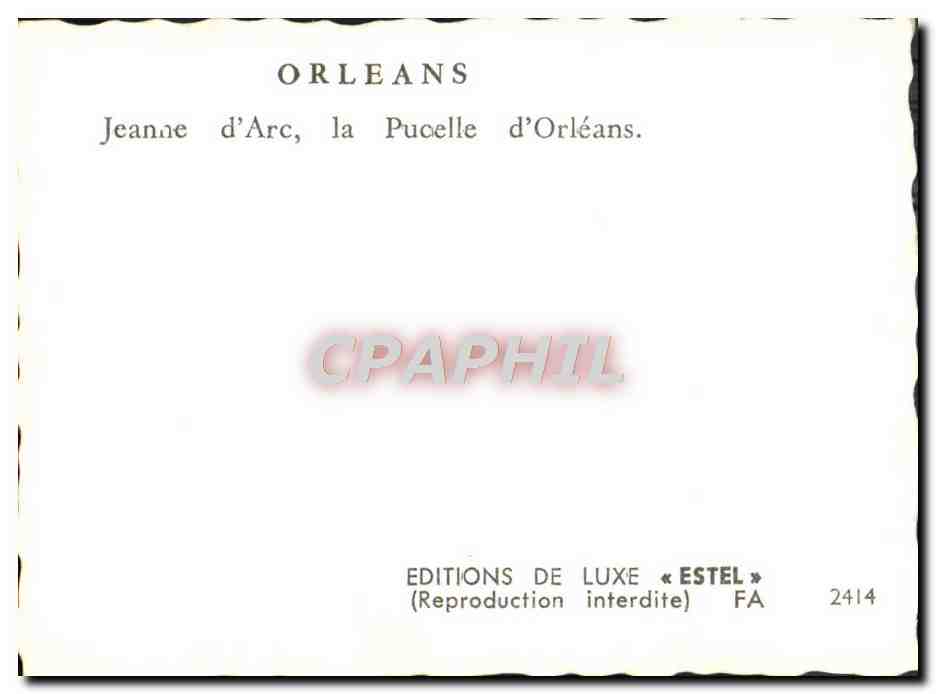 CPM Orleans Jeanne d'Arc la Pucelle d'Orleans — Rückseite