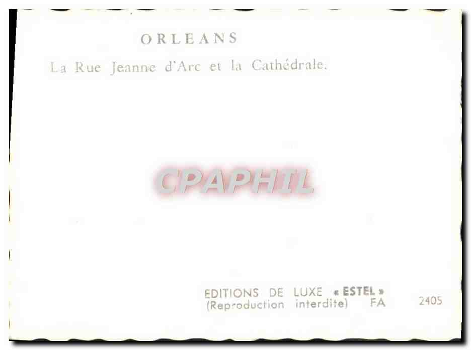 CPM Orleans La Rue Jeanne d'Arc et la Cathedrale — Rückseite