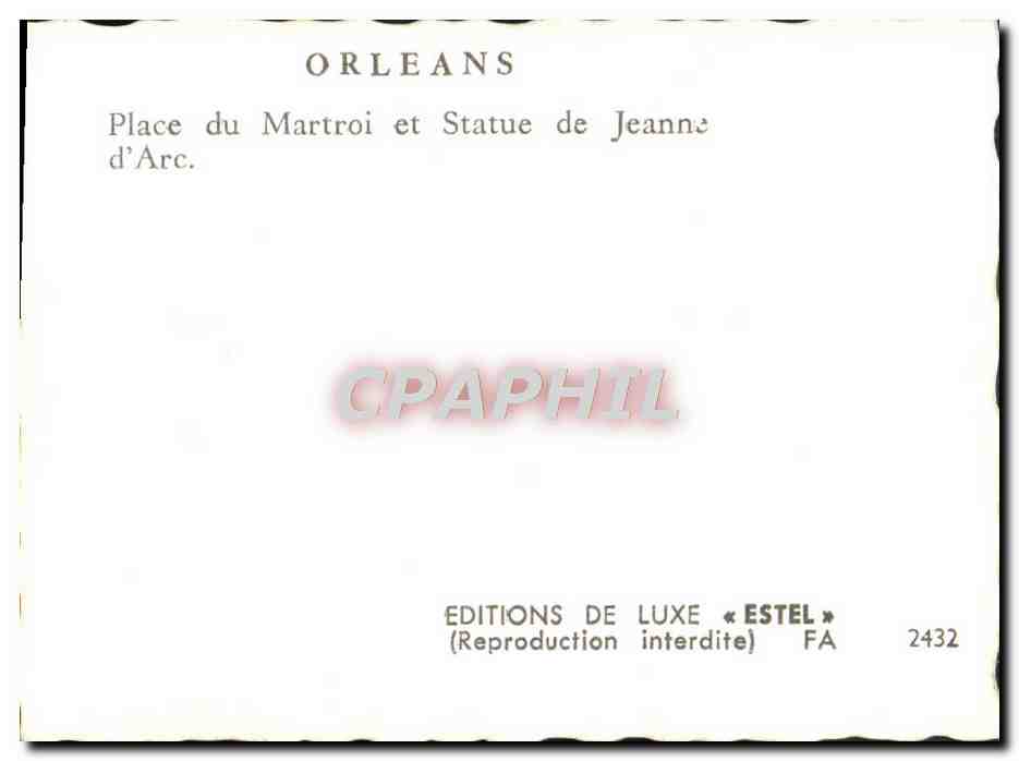 CPM Orleans Place du Martroi et Statue de Jeanne d'Arc — Rückseite