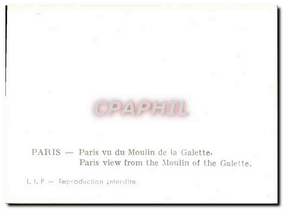 CPM Paris Vu du Moulin de la Galette — Rückseite