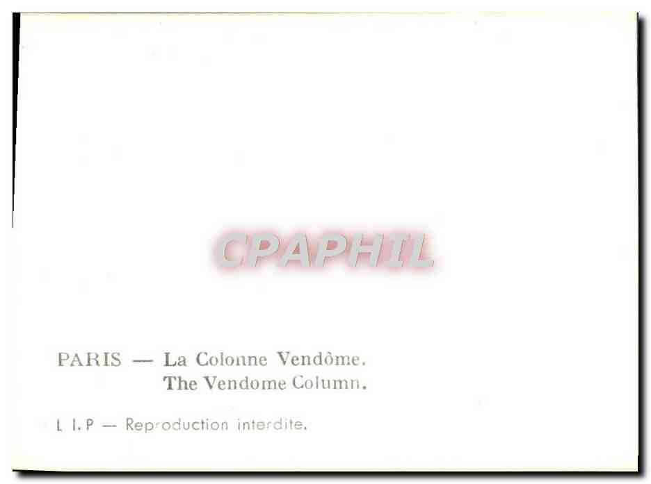 Paris — La Colonne Vendôme — L.I.P. — Verso