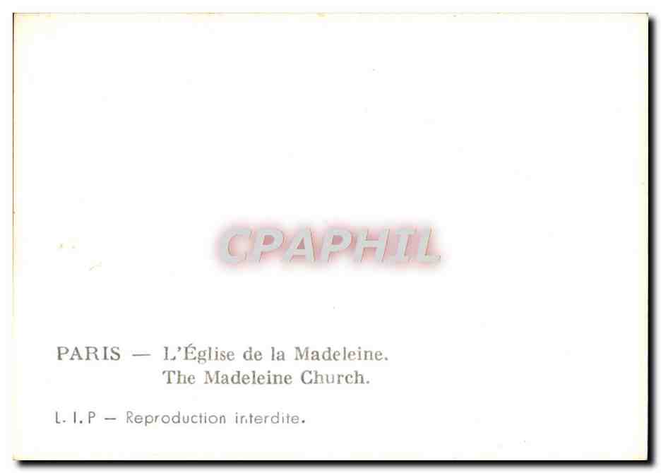 CPM Paris L'Eglise de la Madeleine  — Verso