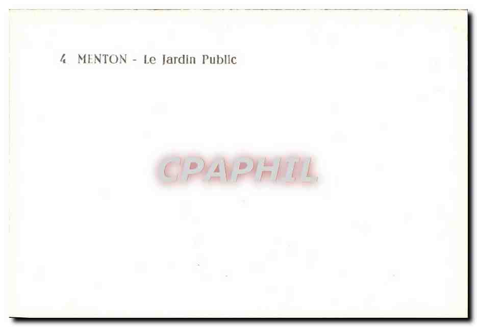 CPM Menton Le jardin public — Verso