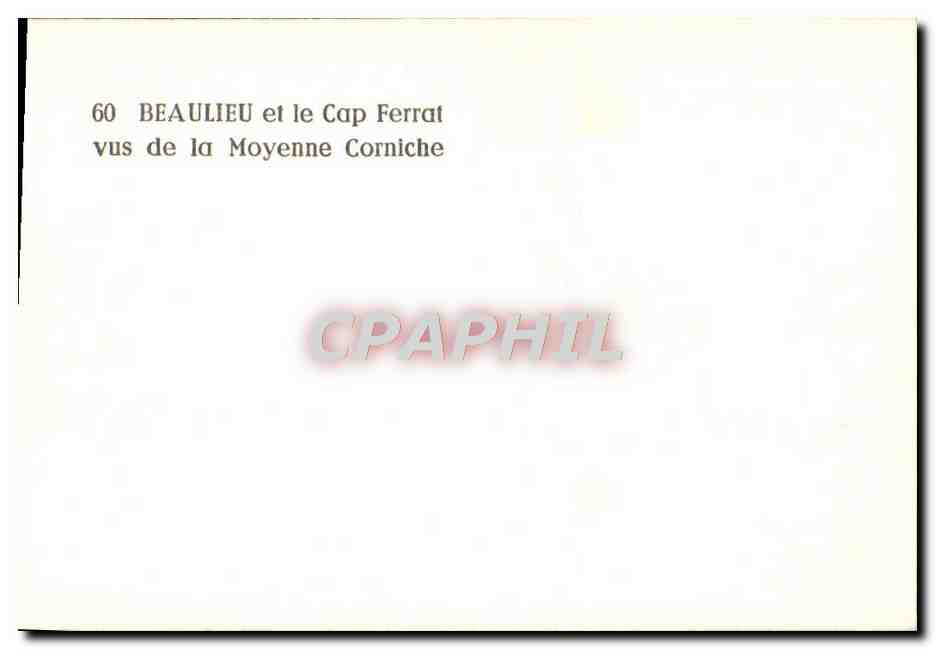 CPM Beaulieu et le Cap Ferrat vus de la moyenne Corniche — Rückseite