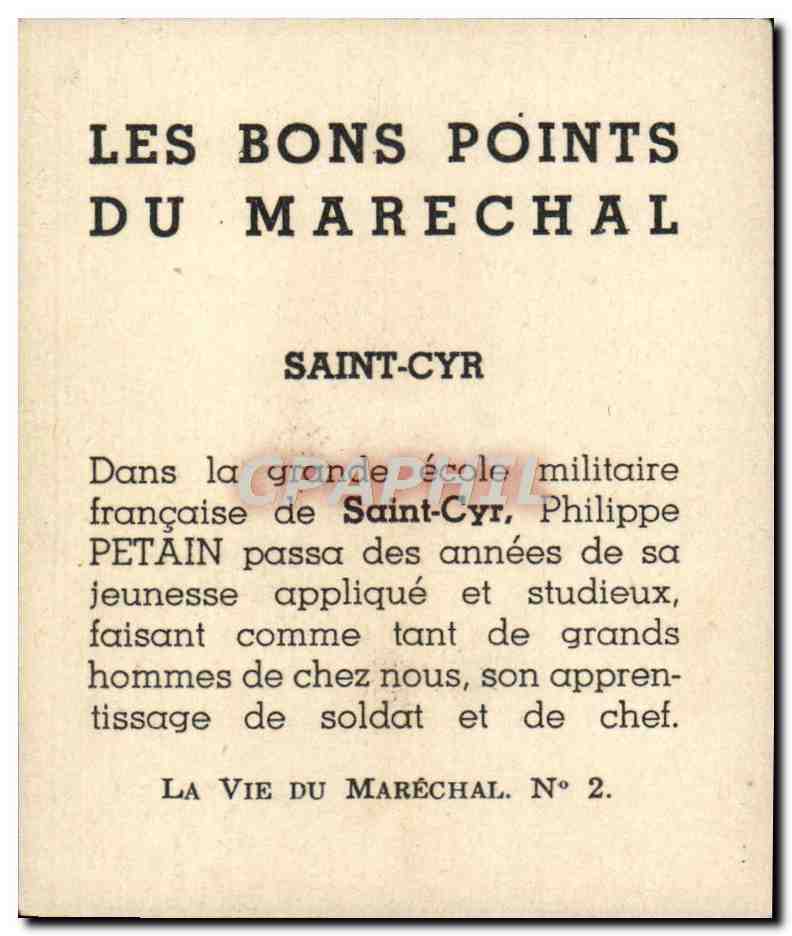 Image Les bons points du general St Cyr Militaria Saint-Cyr 1876 Philippe Petain — Rückseite