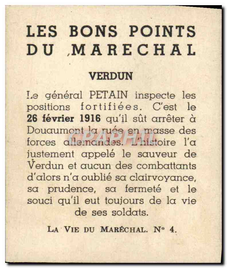 Verdun — Inspection du général Pétain — La Vie du Maréchal N° 4 — Rückseite