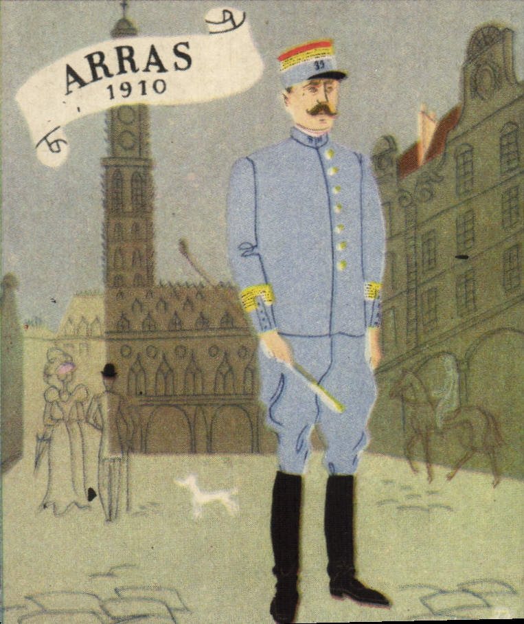 Arras 1910 — Soldat en uniforme bleu — La Vie du Maréchal N° 3 - Anverso