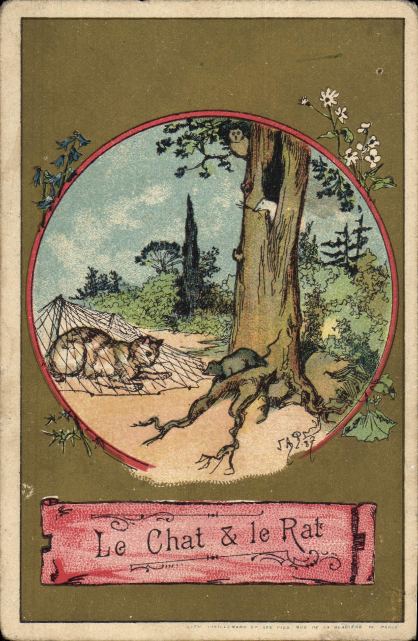 Chromo Le chat et le rat La Fontaine