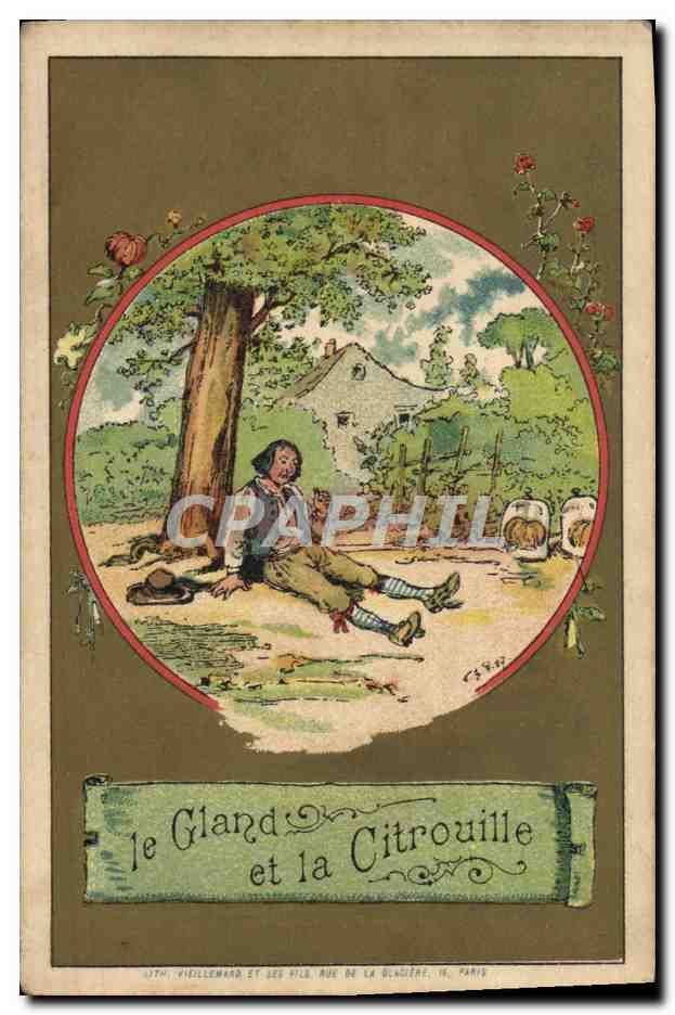 Chromo Le gland et la citrouille La Fontaine