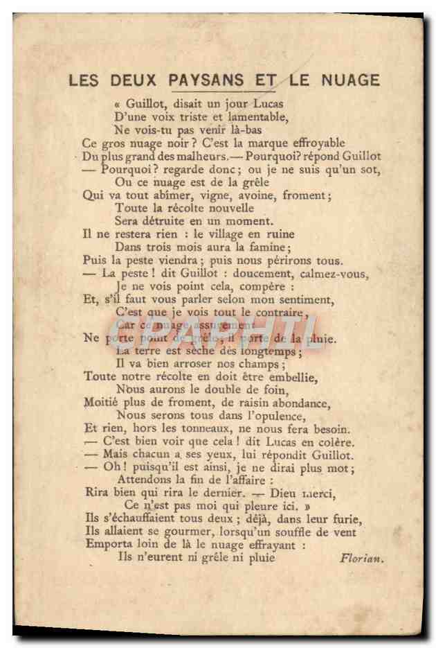 Chromo Les deux paysans et le nuage Florian — Rückseite