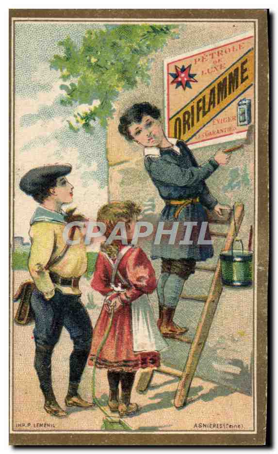 Chromo Enfants Oriflamme Petrole Annee 1896
