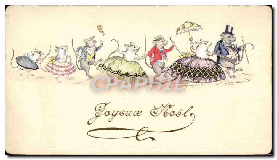 CPA Fantaisie Noel Rats 
