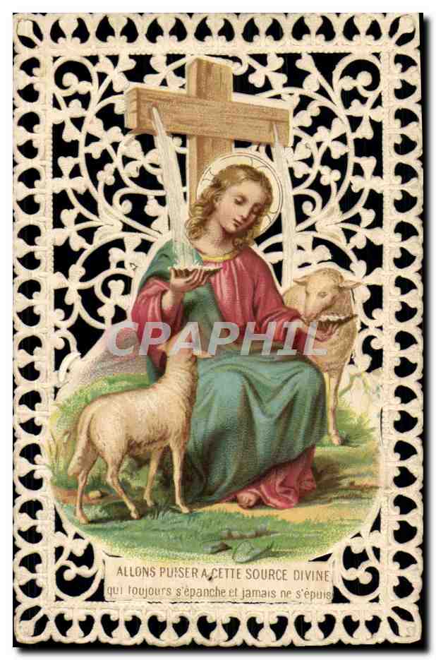 CPA Fantaisie Brodee Christ Moutons 