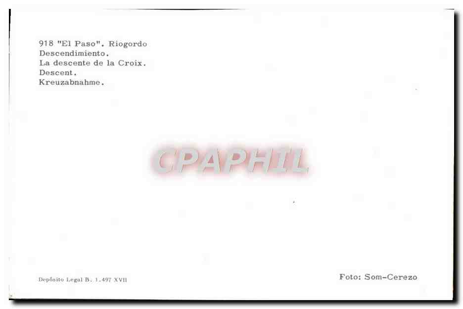 Crucifixion — scène de la descente de la croix — CPAPHIL n°918 — Verso