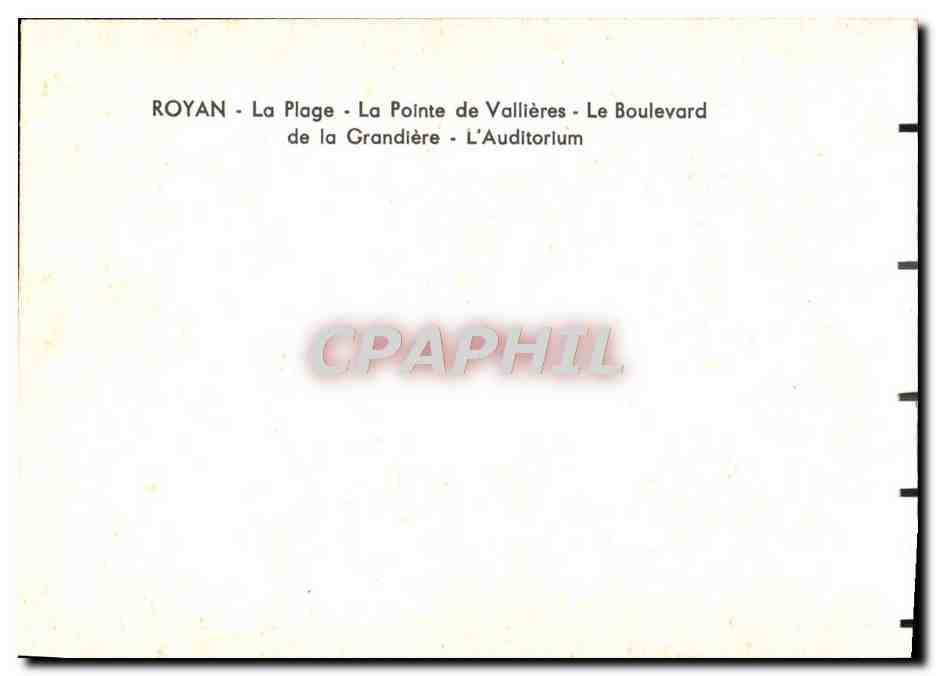 CPM Royan La Plage La Pointe de Vallieres Le Boulevard de la Grandiere L'auditorium — Rückseite
