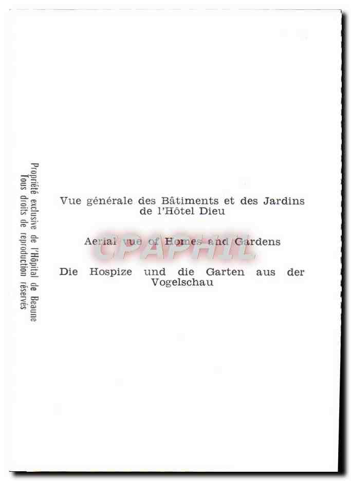 Vue aérienne de l'Hôtel-Dieu de Beaune — éditeur CPAPHIL, n° de série non visible — Rückseite
