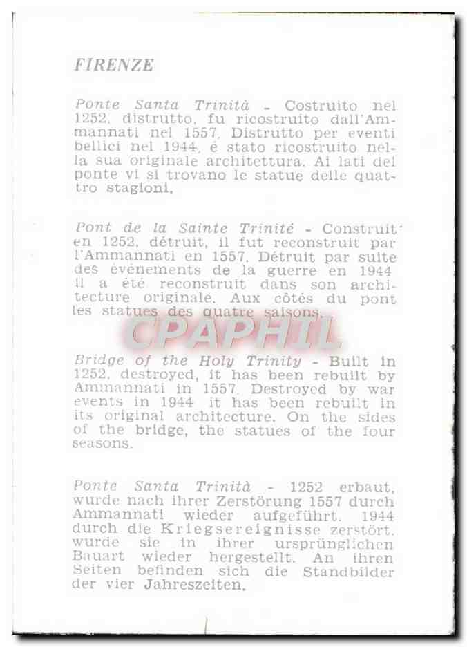 CPM Firenze Ponte Santa Trinita Costruito Nei — Rückseite