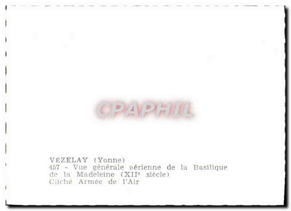 CPM Vezelay vue Generale Aerienne De La Basilique De La Madeleine Cliche Armee De l'Air — Back