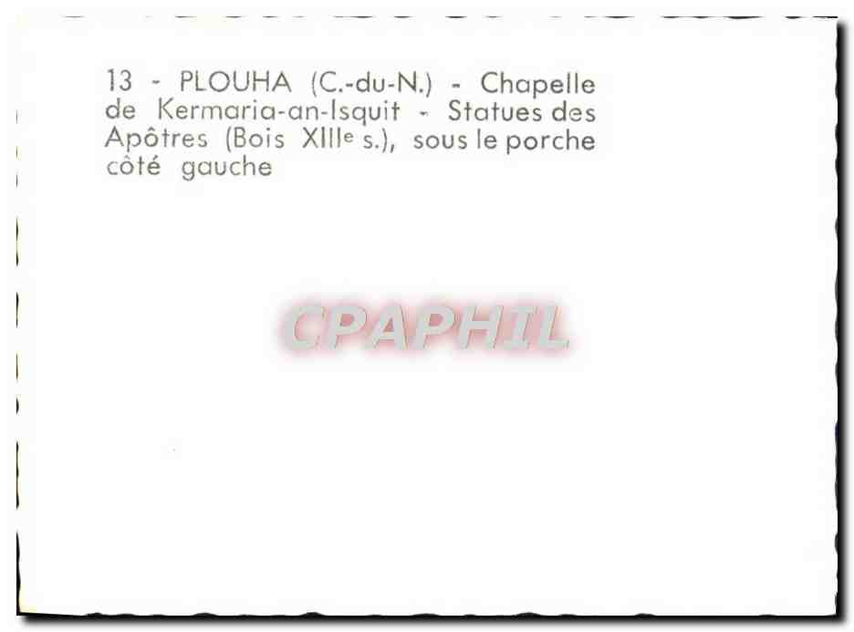 PLOUHA (C.-du-N.) - Chapelle de Kermaria-an-Isquit - Statues des Apôtres (Bois XIIIe s.), sous le porche côté gauche — Verso