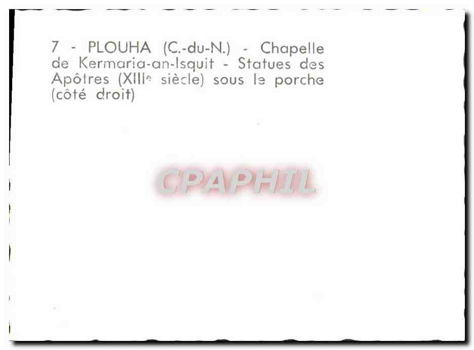 PLOUHA (C.-du-N.) - Chapelle de Kermaria-an-Isquit - Statues des Apôtres (XIIIe siècle) sous le porche (côté droit) — Reverso