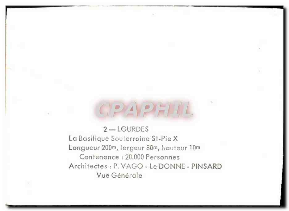 CPM Lourdes La Basilique Souterraine St Pie — Verso