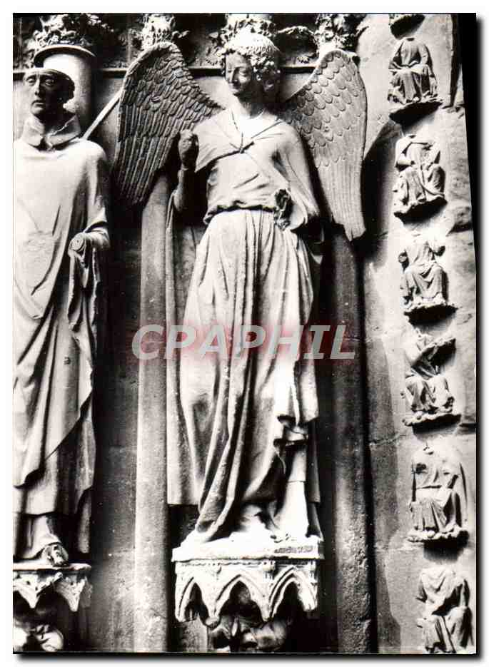 CPM Reims La Cathedrale Notre Dame Portail Nord Un Ange