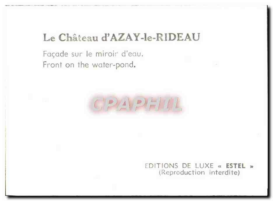 CPM Le Chateau d'Azay-le Rideau  — Rückseite