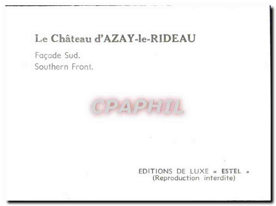 CPM Le Chateau d'Azay-le Rideau  — Rückseite