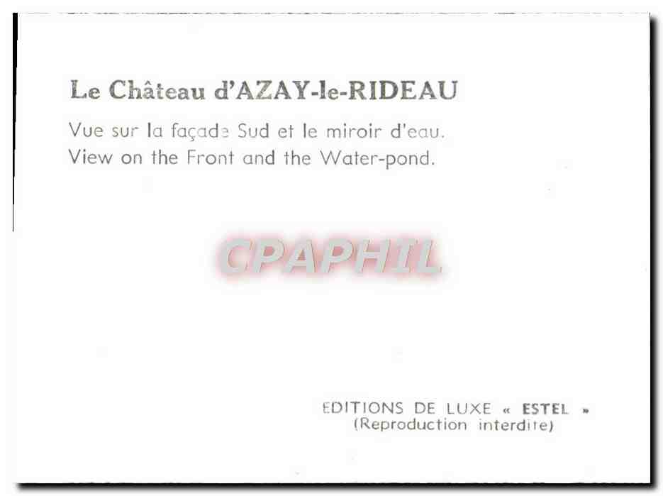 CPM Le Chateau d'Azay-le Rideau  — Rückseite