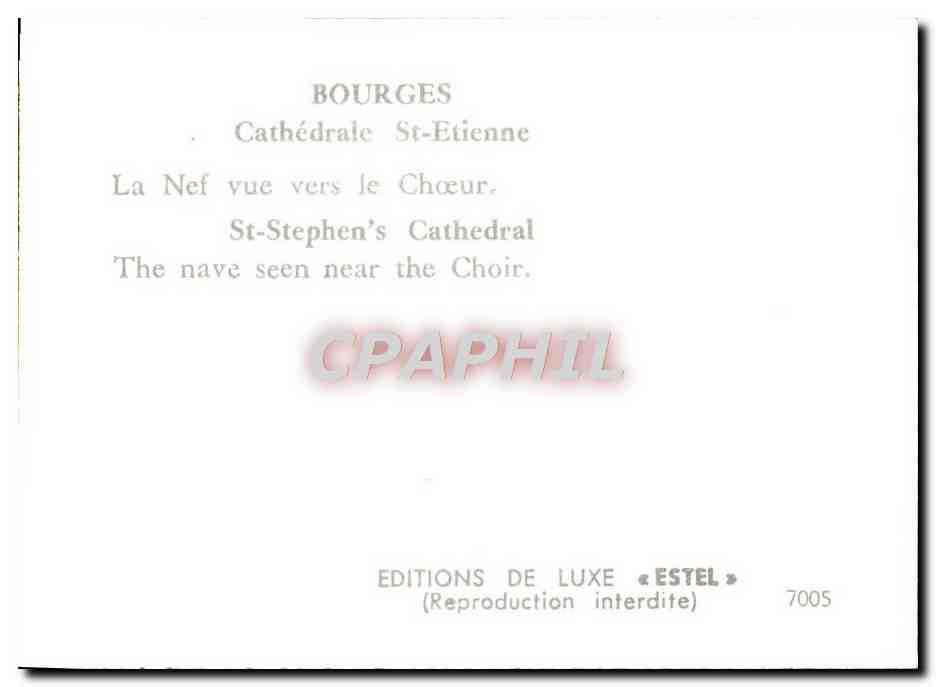 CPM Bourges Cathedrale St Etienne — Rückseite