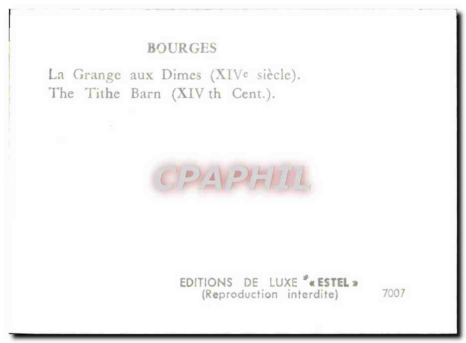 CPM Bourges La Granges aux Dimes — Rückseite