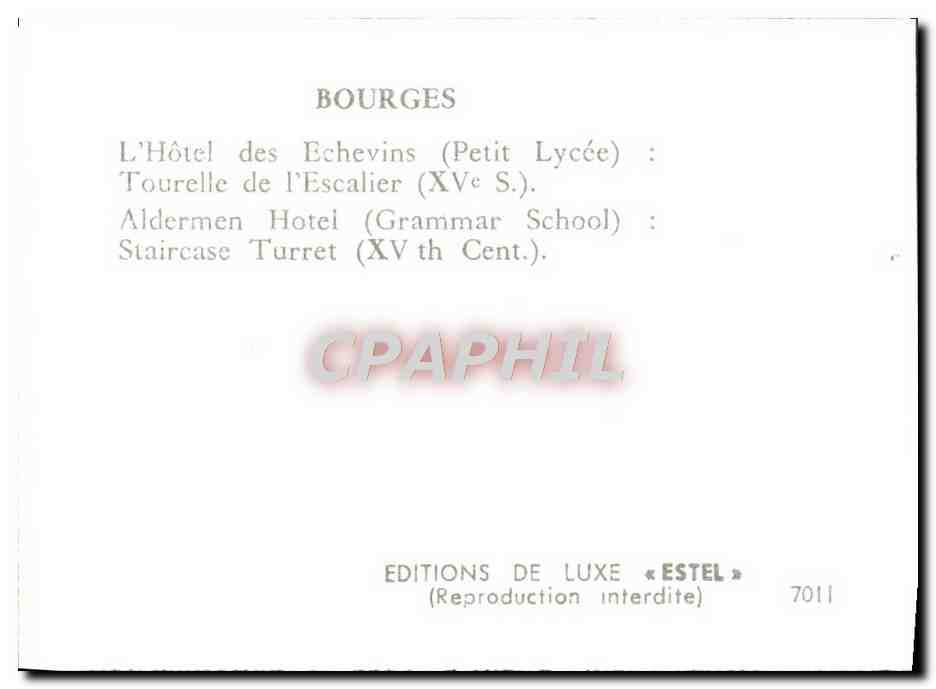 Bourges — L'Hôtel des Échevins (Petit Lycée) : Tourelle de l'Escalier (XVe S.) — Rückseite