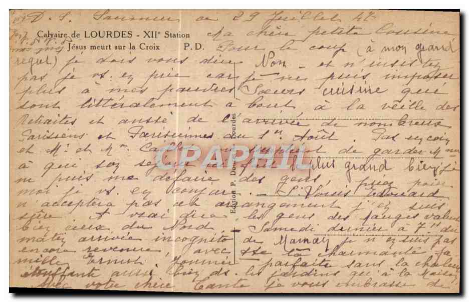 CPA Calvaire de Lourdes — Verso