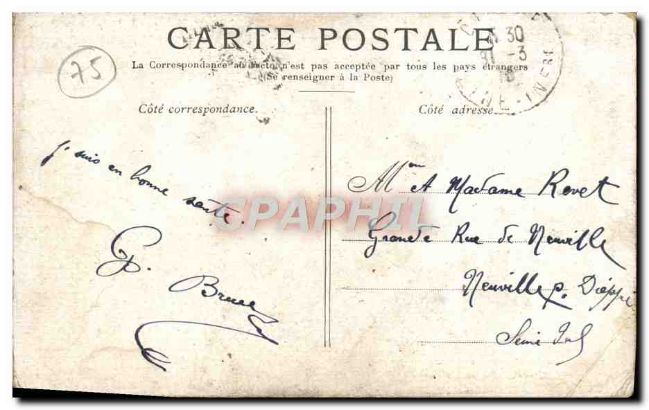 CPA Paris L'Opera — Rückseite
