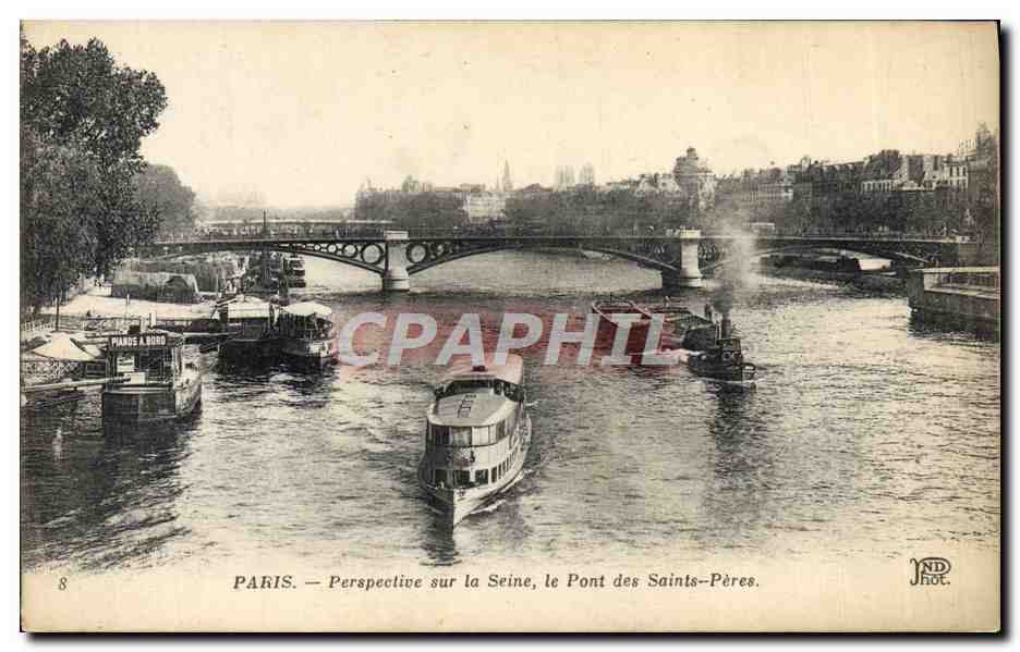 CPA Paris Perspective Sur La Seine Le Pont Des Saints Peres Bateaux Peniches