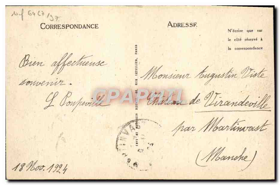 CPA Paris Le Pont Alexandre III — Verso