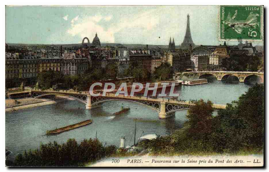 CPA Paris Panorama Sur La Seine Prise Du Pont Des Arts Tour Eiffel