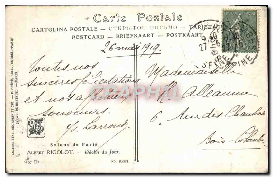 CPA Salons De Paris Alert Rigolot Declin Du Jour — Verso